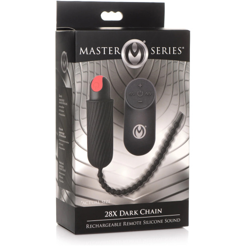 28x Dark Chain Rechargeable Remote Silicone Sound - Black