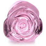 Pink Rose Glass Anal Plug - Large