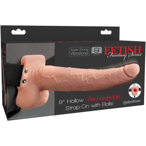 Fetish Fantasy Series 9 Inch Hollow Rechargeable Strap-on With Balls - Flesh