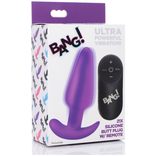 21x Silicone Butt Plug With Remote - Purple