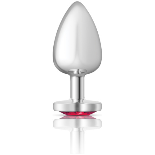 Cheeky Charms-Silver Metal Butt Plug- Heart-Bright Pink-Large