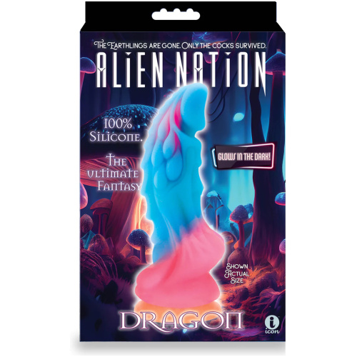 Alien Nation Dragon Silicone Glow in the Dark Creature Dildo - Multicolor