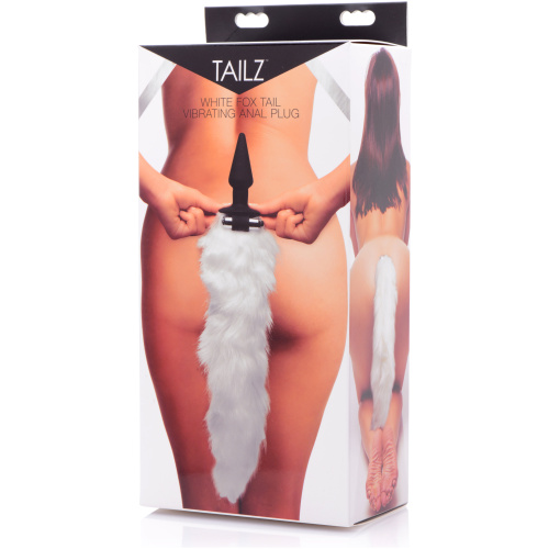 White Fox Tail Vibrating Anal Plug