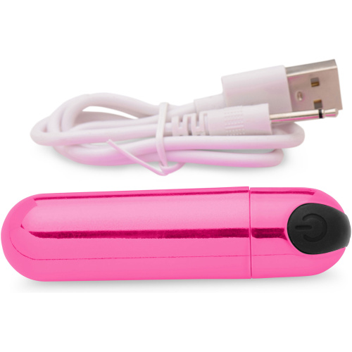 10x Rechargeable Vibrating Metallic Bullet - Pink