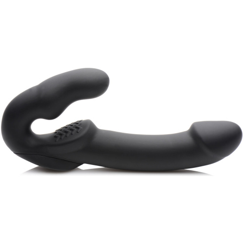 Evoke Rechargeable Vibrating Silicone Strapless Strap on - Black