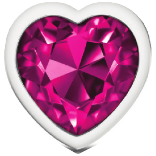 Cheeky Charms-Silver Metal Butt Plug- Heart-Bright Pink-Small