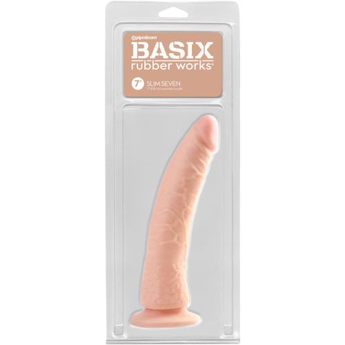 Basix Rubber Works - Slim 7 Inch With Suction Cup - Flesh