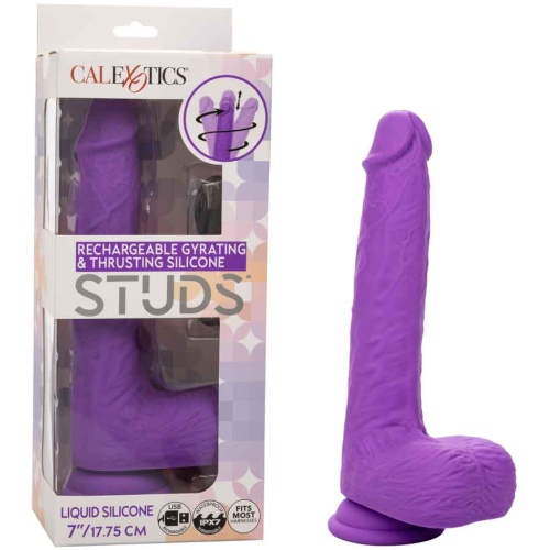Rechargeable Gyrating and Thrusting Silicone Studs - Purple