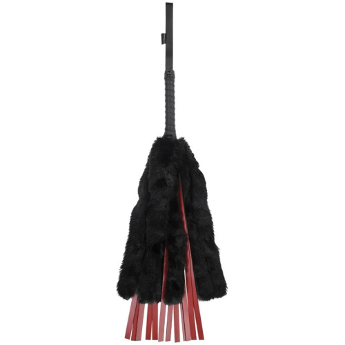 Saffron Faux Fur Flogger - Black/red