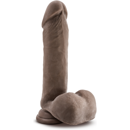 Dr. Skin Plus - 9 Inch Thick Posable Dildo With Balls - Chocolate