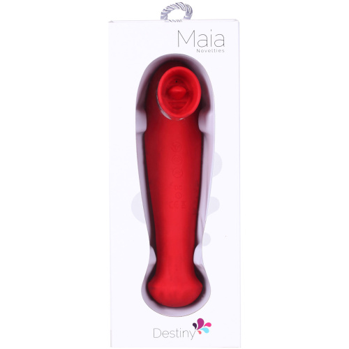 Destiny 15-Function Rechargeable Vibrating - Suction Wand - Cherry Red