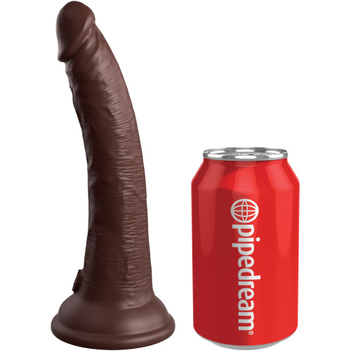 King Cock Elite 7 Inch Vibrating Silicone Dual Silicone Dual Density Cock With Remote - Brown