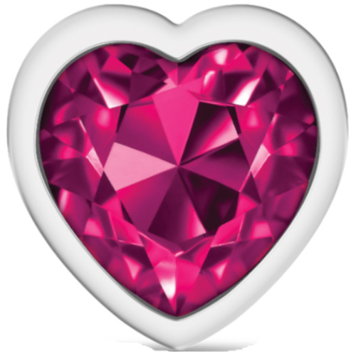 Cheeky Charms-Silver Metal Butt Plug- Heart-Bright Pink-Large