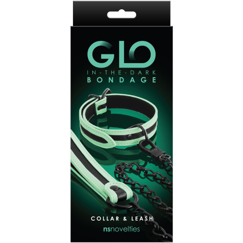 Glo Bondage - Collar and Leash - Green