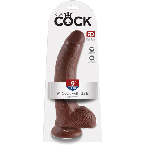 King Cock 9-Inch Cock With Balls - Brown