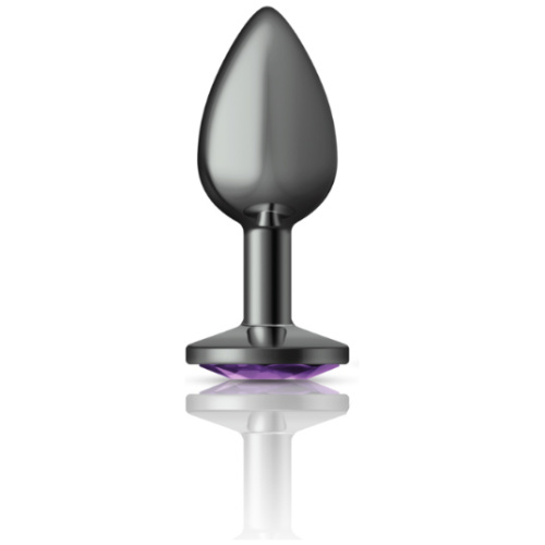 Cheeky Charms-Gunmetal Metal Butt Plug- Round-Deep Purple-Small