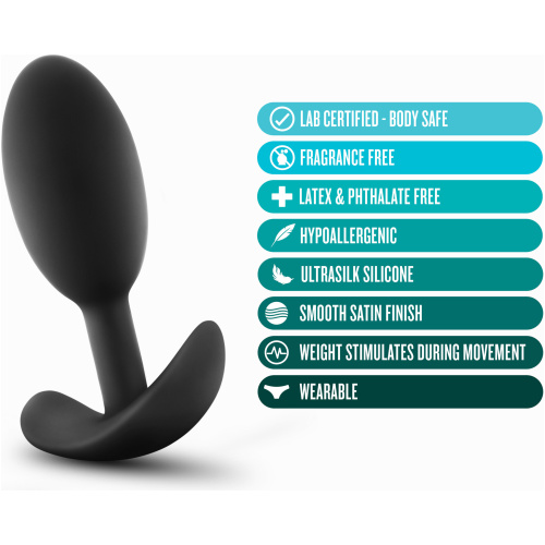 Anal Adventures - Platinum - Silicone Vibra Slim Plug -Medium - Black