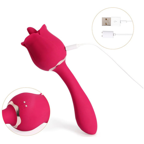 Rhea - the Rose Clit Licking Tongue Vibrator and G Spot Massager - Pink