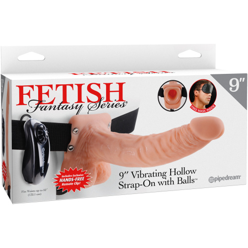 Fetish Fantasy Series 9 Inch Vibrating Hollow Strap-on With Balls - Flesh