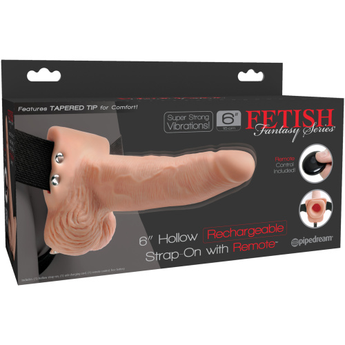 Fetish Fantasy Series 6 Inch Hollow Rechargeable Strap-on With Remote - Flesh
