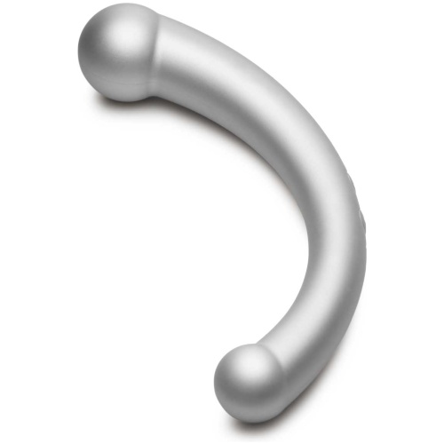 10x Vibra-Crescent Silicone Dual Ended Dildo - Silver