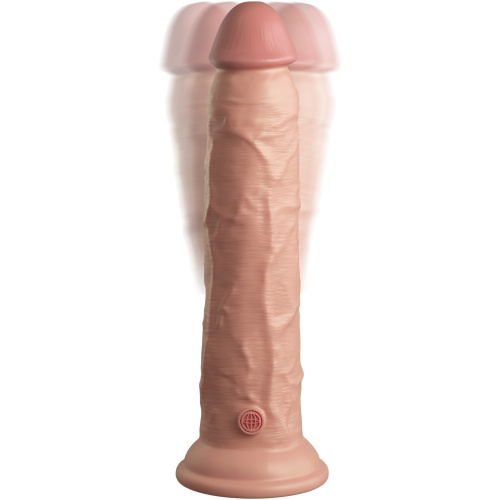 King Cock Elite 9 Inch Vibrating Silicone Dual Density Cock With Remote - Light