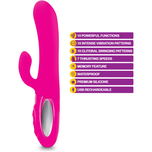 Hypnotic - Hot Pink - Thrusting Rabbit With Swinging Clitoral Stimulator