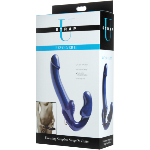 Revolver II Vibrating Strapless Strap on Dildo - Blue