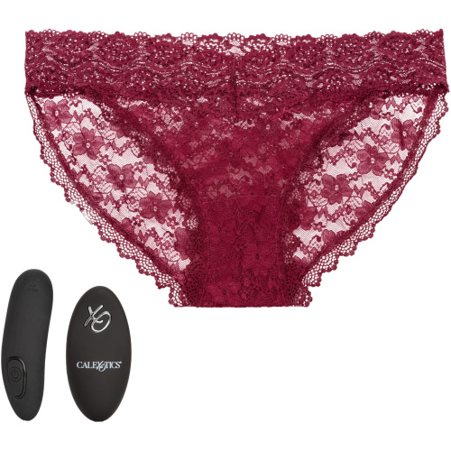 Remote Control Lace Panty Set - L/ XL - Burgundy