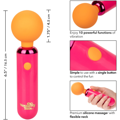 Naughty Bits Home Cumming Queen Vibrating Wand - Orange/pink