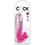 King Cock Clear 6 Inch With Balls - Pink