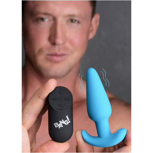 21x Silicone Butt Plug With Remote - Blue