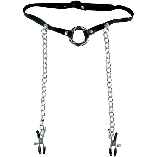 Fetish Fantasy Series Limited Edition O-Ring Gag and Nipple Clamps - Black