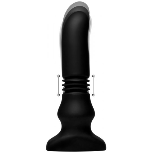 Thunder Plugs Silicone Vibrating and Thrusting Plug - Black