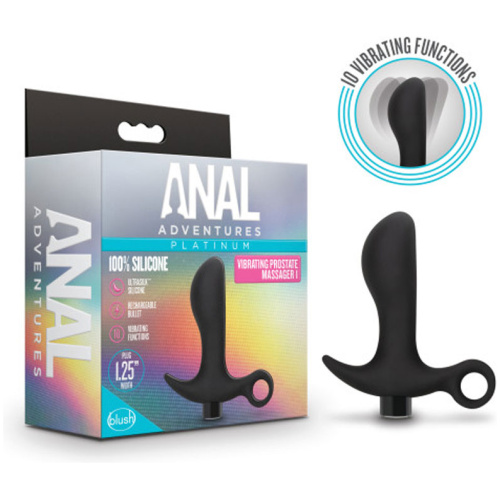 Anal Adventures - Platinum - Silicone Vibrating Prostate Massager 01 - Black
