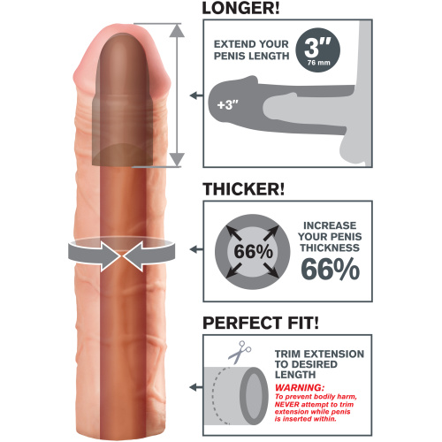 Fantasy X-Tension Mega 3-Inch Extension - Flesh