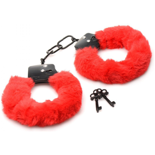 Cuffed in Fur Furry Handcuffs - Red