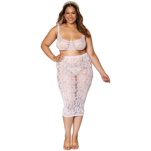 Bralette and Slip Skirt - Queen Size - White
