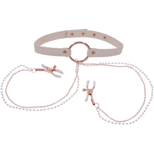 Peaches ‘N Creame Collar With Nipple Clamps - Pink