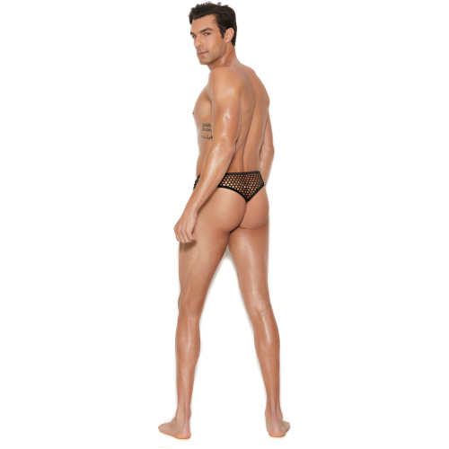 Men's Fishnet Thong Back Brief - Large/xlarge - Black