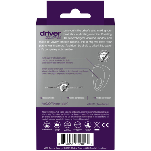 Driver Rechargeable Vibrating C-Ring - Purple