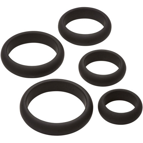 Cloud 9 Comfort Cock Rings With Flat Back 5 Pack - Black