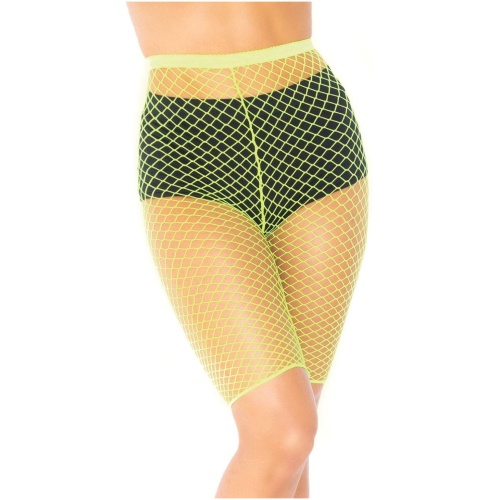 Industrial Fishnet Biker Shorts - One Size - Neon Yellow