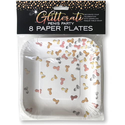 Glitterati Penis Party Paper Plates - 8 Count