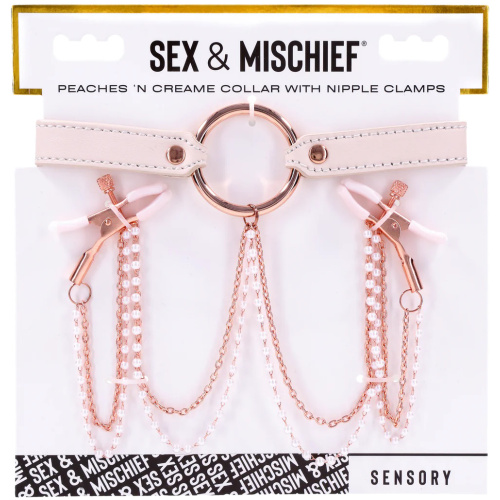 Peaches ‘N Creame Collar With Nipple Clamps - Pink