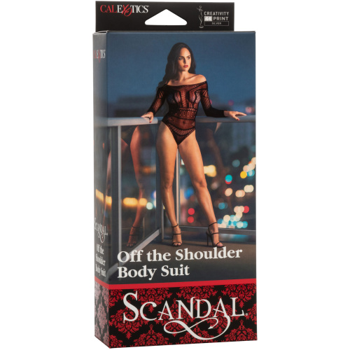 Scandal Off the Shoulder Body Suit - One Size - Black
