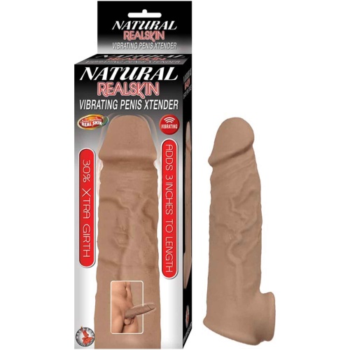 Natural Realskin Vibrating Penis Xtender - Brown