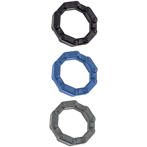 Anal-Ese Chainlink Cockrings - Black/blue/grey