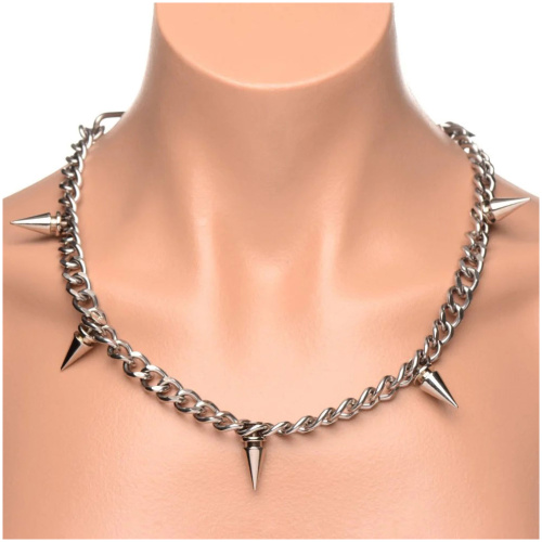 Punk Spiked Necklace Silver