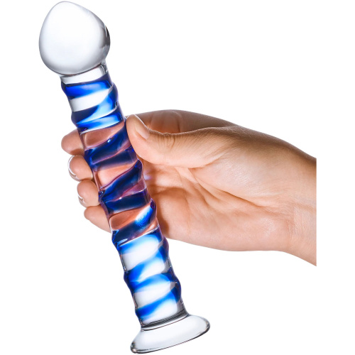 Blue Spiral Glass Dildo